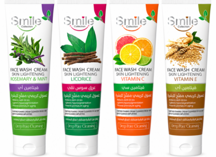 Smile Collection face wash cream tubes — rosemary, licorice, vitamin C and vitamin E