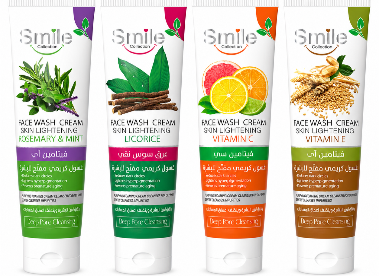 auto_crop#TUFITHhKV2I1NTQjMSM2ZjlhOTFjYWEwZjg1YzY1NzE3OWZiM2U2YzQ1NmZhMyMxMjU0IyNUUkFOU0ZPUk1BVElPTl9SRVFVRVNU Smile Collection face wash cream tubes — rosemary, licorice, vitamin C and vitamin E