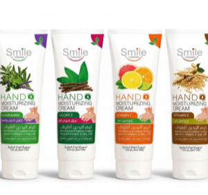 Smile Collection hand cream tubes in four moisturising variants