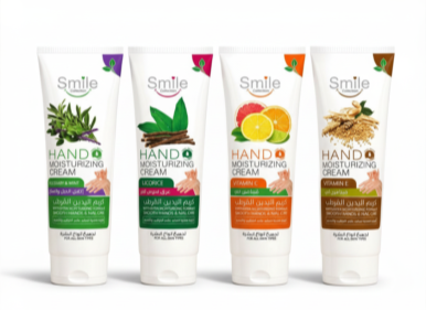 Smile Collection hand cream tubes in four moisturising variants