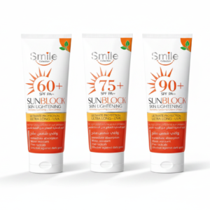 Smile Collection sunblock tubes SPF 60, 75 and 90