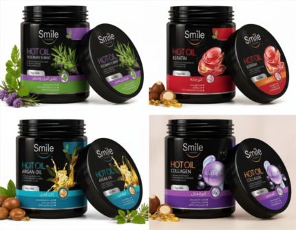 Smile Collection hot oil hair treatment jars in five variants