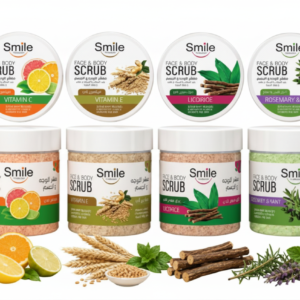 Smile Collection face and body scrub packs in four variants