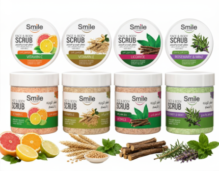 Smile Collection face and body scrub packs in four variants