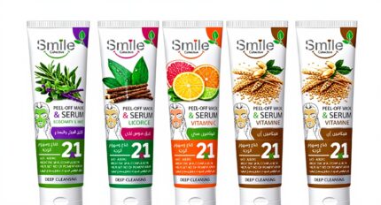 Smile Collection peel-off mask tubes in four herbal variants