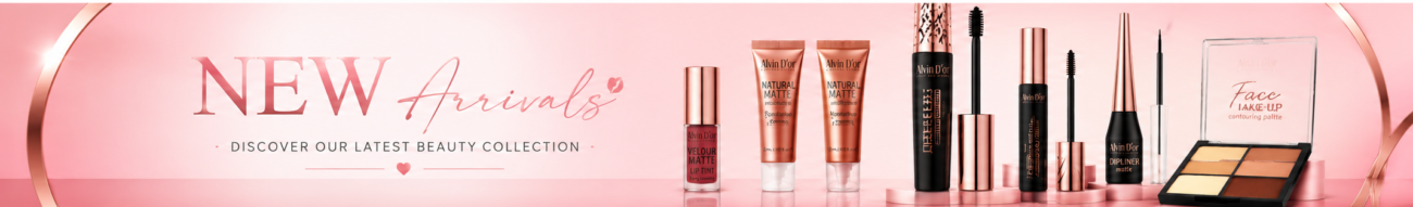New arrivals banner with rose-gold makeup essentials at French Scents Dubai