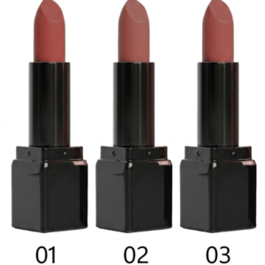 Cream lipstick trio in warm rose shades 01, 02 and 03