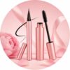 Eyeliner and mascara beside a pink peony — Eyes category
