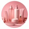 Pink shampoo bottles with comb — Hair Care category